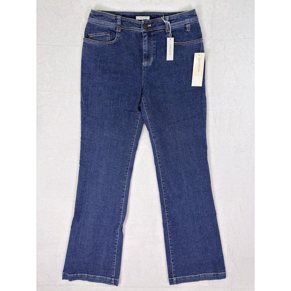 New Jones New York Jeans Womens 4 Blue Bootcut Dark Wash Denim High Rise Stretch